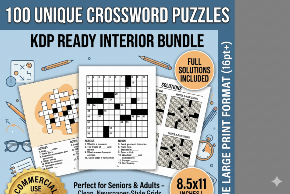 100 Large Print Crossword Puzzles KDP