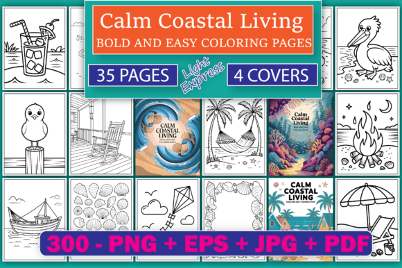 35 Calm Coastal Living Coloring Pages: A Creative Escape for Kids and Families