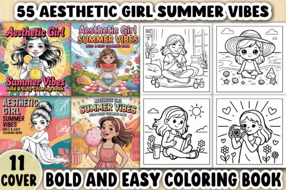 55 Aesthetic Girl Summer Vibes Coloring: A Creative Escape for Adults
