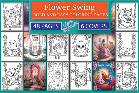 Bold and Easy Flower Swing Coloring Page for Relaxation and Creativity