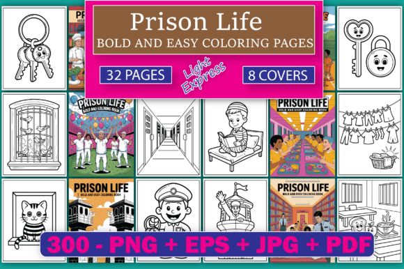 Bold and Easy Prison Life Coloring Pages for Adults