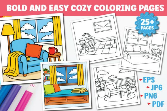 Bold Easy Cozy Coloring Pages for Kids