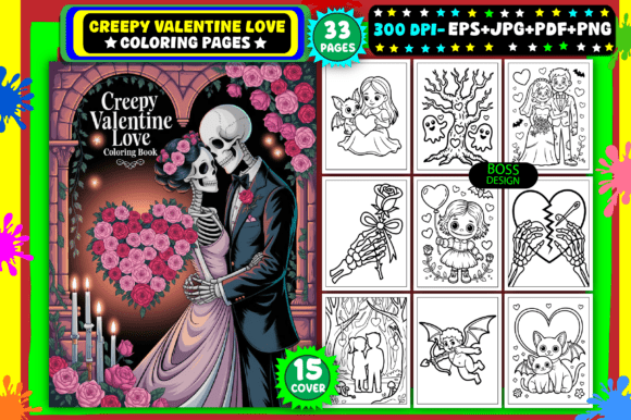 Creepy Valentine Love Coloring Pages