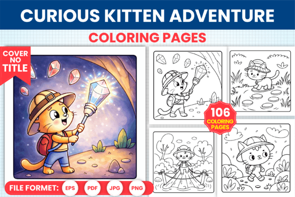 Curious Kitten Adventure Coloring Pages