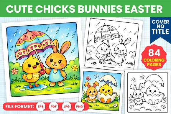 Cute Chicks Bunnies Easter Coloring Fun