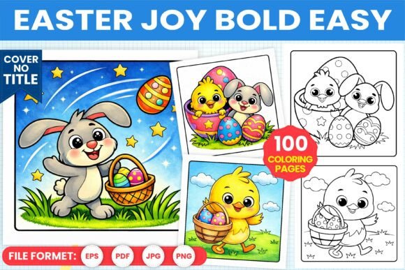 Easter Joy Bold Easy Coloring Pages