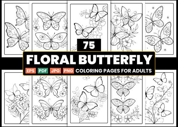 Floral Butterfly Coloring Book Pages