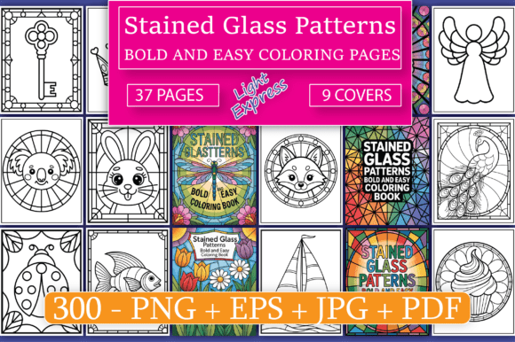 Stained Glass Patterns Coloring Book