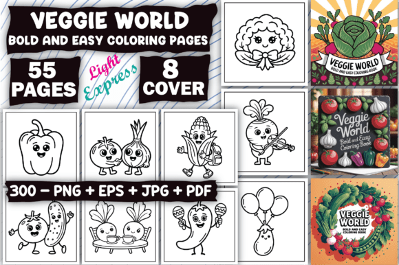 Veggie World Coloring Book Bold and Easy